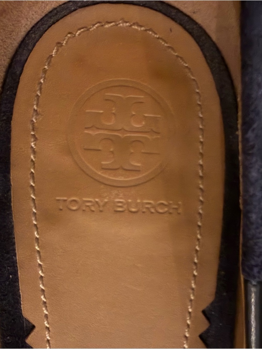 Tory Burch Gigi Black Pointed Toe Flats with Gold Logo - Picture 7 of 9